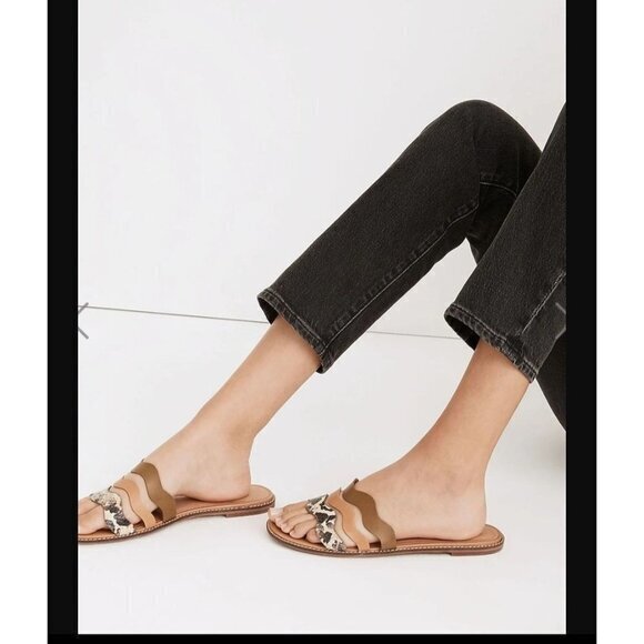 Madewell The Wave Slide Leather Sandal Snakeskin Womens Shoes Size 8.5 Pre-Owned - Picture 1 of 13